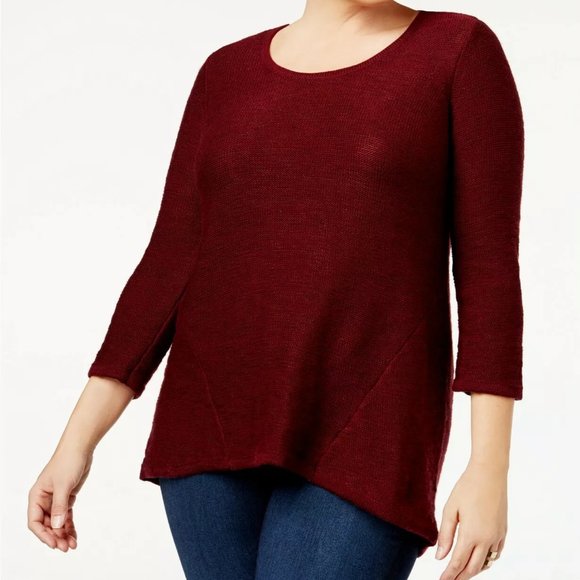 STYLE & CO NWT BURGUNDY RED SOFT SWEATER WITH VELVET SCARF $79.50 - Picture 5 of 5